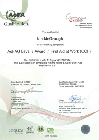 Ian McGeough - First Aid Cert (2014)