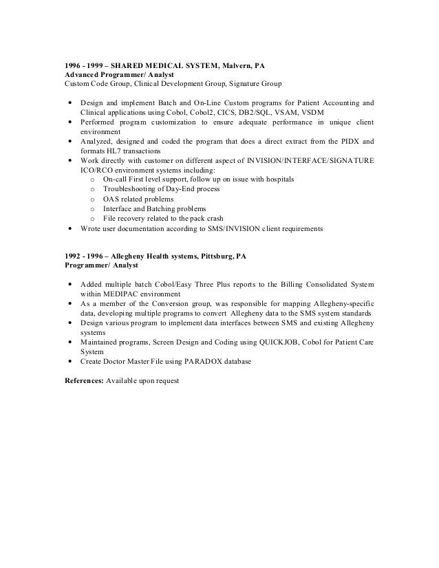 lily vaysman resumen cobol programmer resume