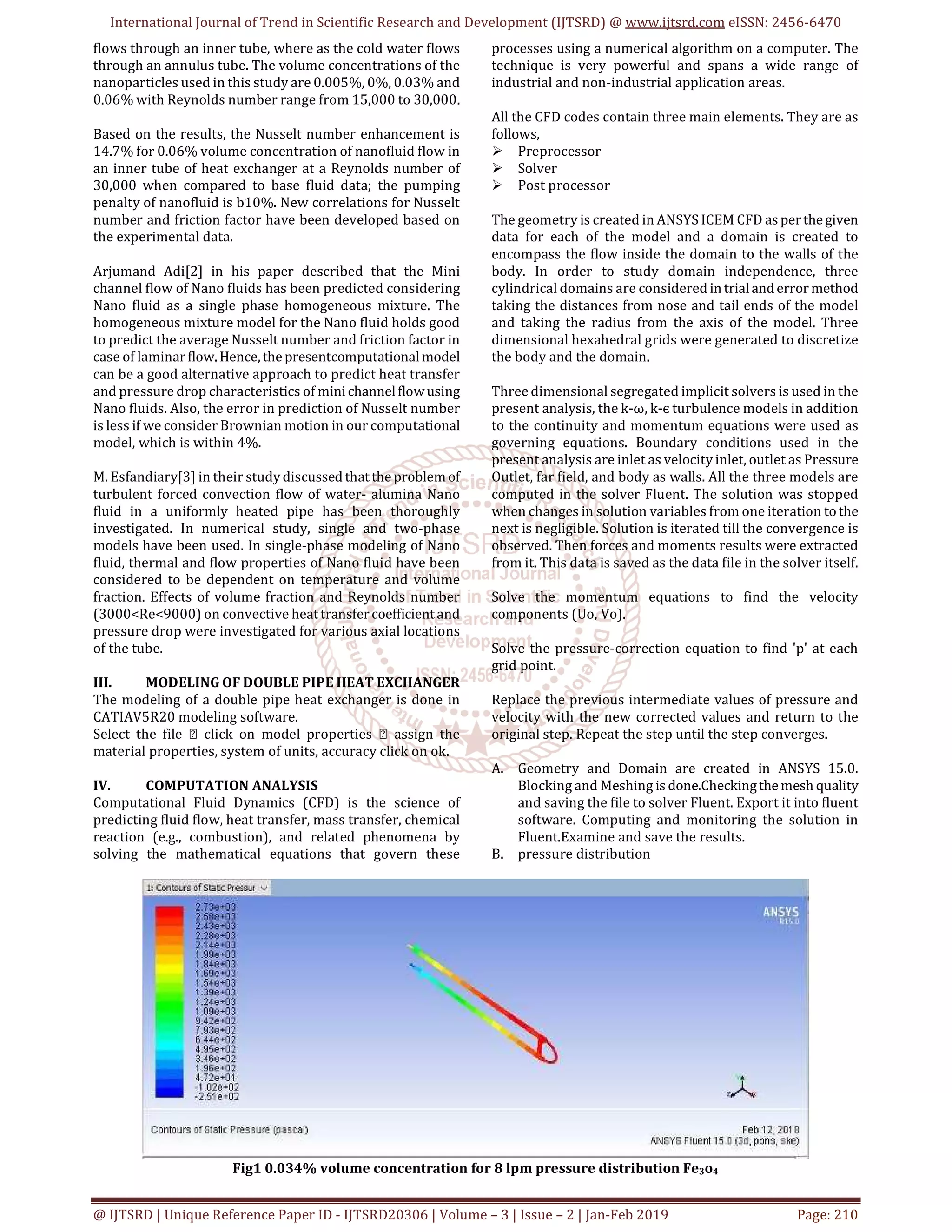 CFD Analysis of a Double Pipe Heat Exchanger by using Fluid Based ...