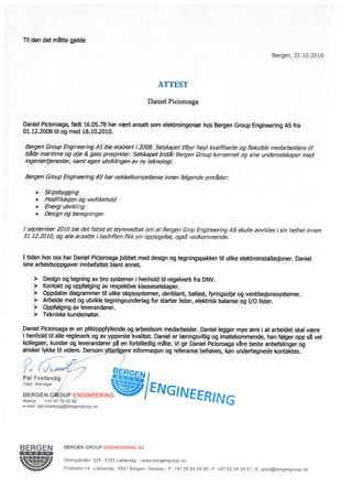 Referance fra Bergen Group Engineering - på Norsk