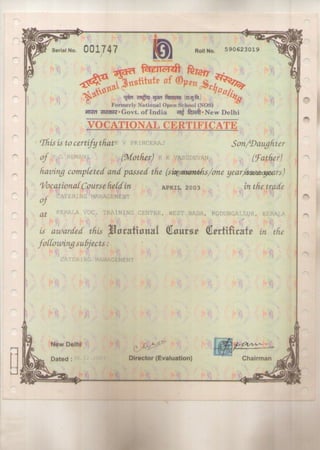 Vocational Certificate