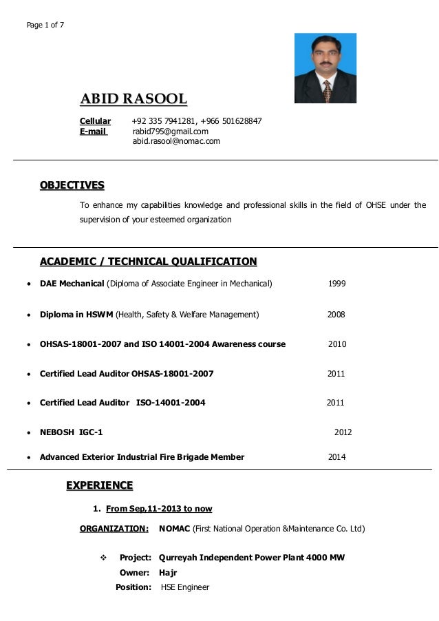 Hse Engineer Cv May 2021