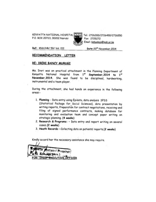 KNH RECOMMENDATION LETTER
