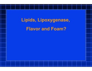 Lipids, Lipoxygenase,
Flavor and Foam?
 