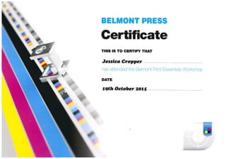 Belmont Press Certificate