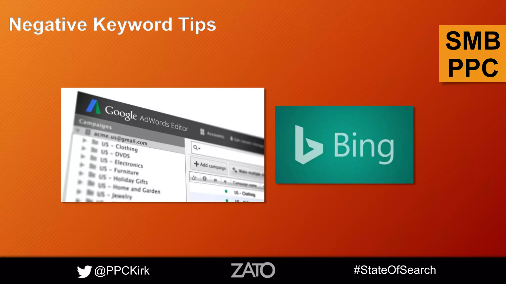 @PPCKirk #StateOfSearch
SMB
PPC
Negative Keyword Tips
 