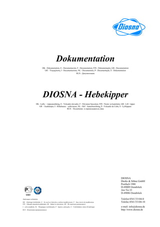 Подъемник - опрокидыватель деж DIOSNA HK170 (#36) | PDF