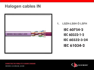 1. LSZH-LS0H Ó LSFH
IEC 60754
IEC 60332-1-2
Halogen cables IN
 