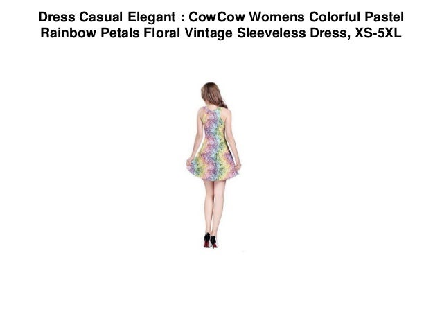 Dress Casual Elegant Cowcow Womens Colorful Pastel Rainbow Petals F