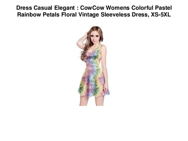Dress Casual Elegant Cowcow Womens Colorful Pastel Rainbow Petals F