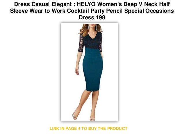 HELYO Womens Deep V Neck Half Sleeve Wear to Work Cocktail Party Pencil Special Occasions Dress 198