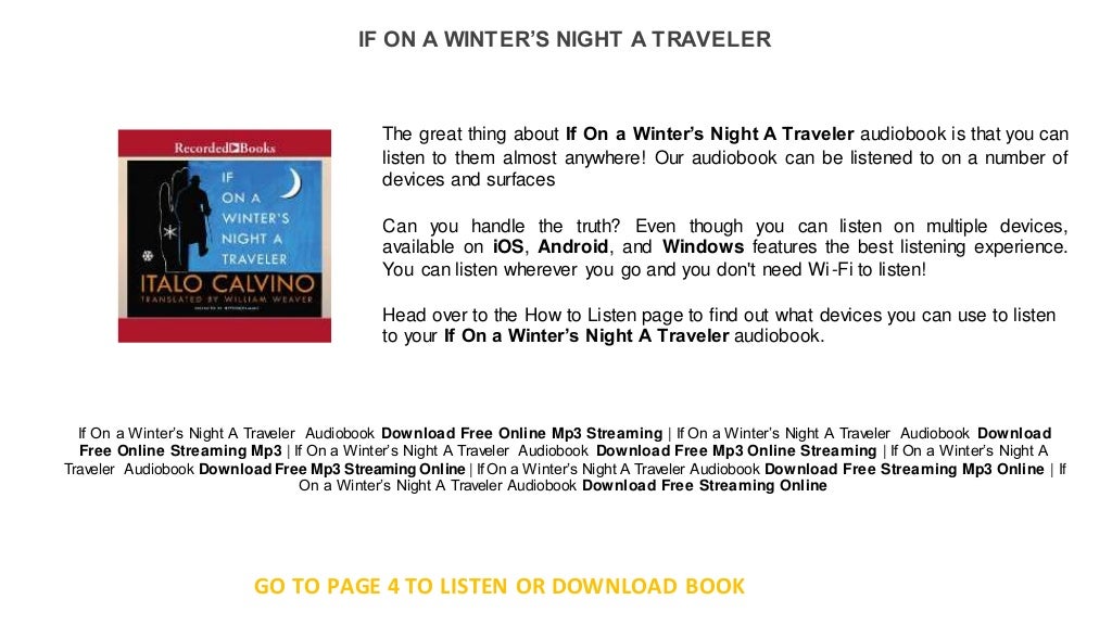 if on a winters night a traveler free download