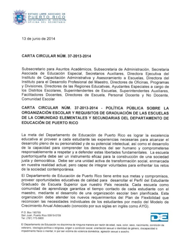 Carta circular 37-2013-2014 / Requisitos de graduación