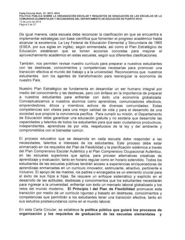 Carta circular 3720132014 / Requisitos de graduación