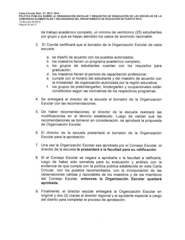 Carta circular 37-2013-2014 / Requisitos de graduación