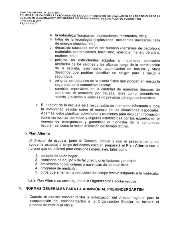 Carta circular 37-2013-2014 / Requisitos de graduación