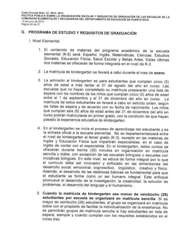 Carta circular 37-2013-2014 / Requisitos de graduación