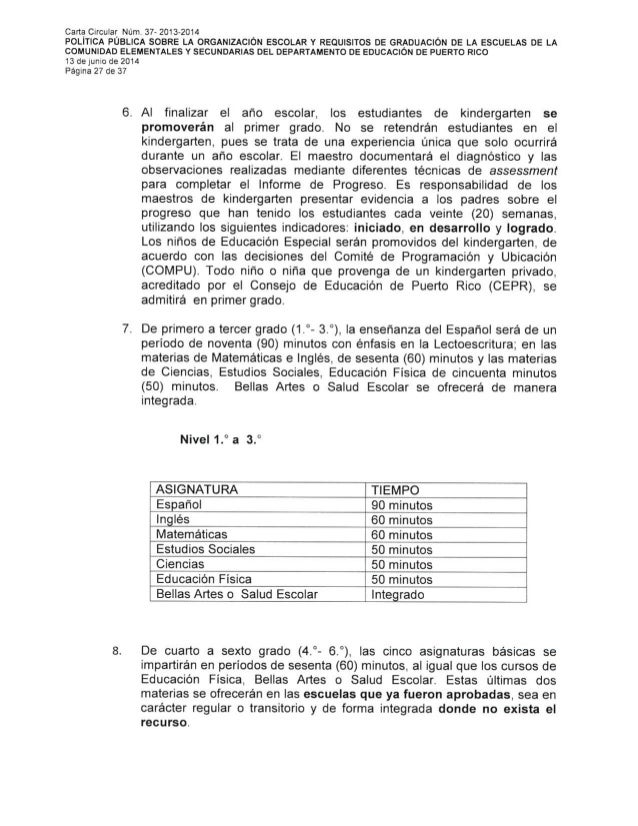 Carta circular 37-2013-2014 / Requisitos de graduación