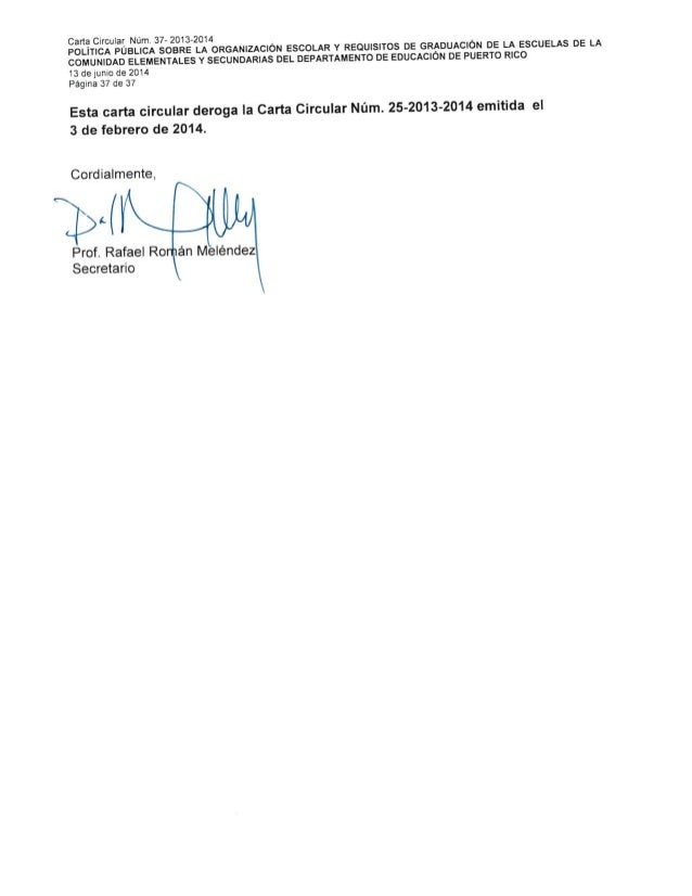 Carta circular 37-2013-2014 / Requisitos de graduación