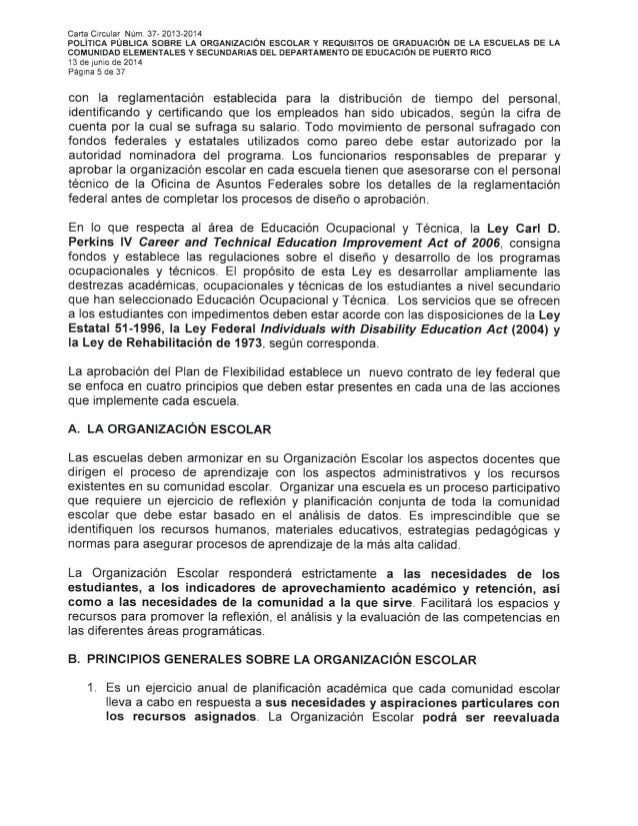 Carta circular 37-2013-2014 / Requisitos de graduación