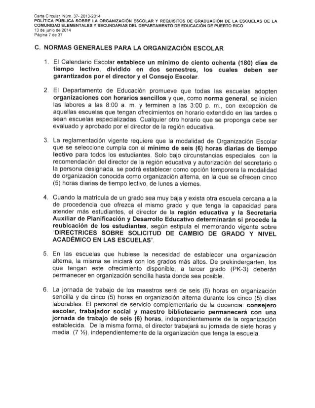 Carta circular 37-2013-2014 / Requisitos de graduación