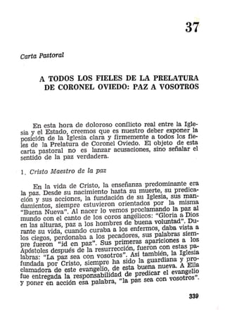 37- A todos los fieles de la prelatura de Coronel Oviedo, paz a vosotros.
