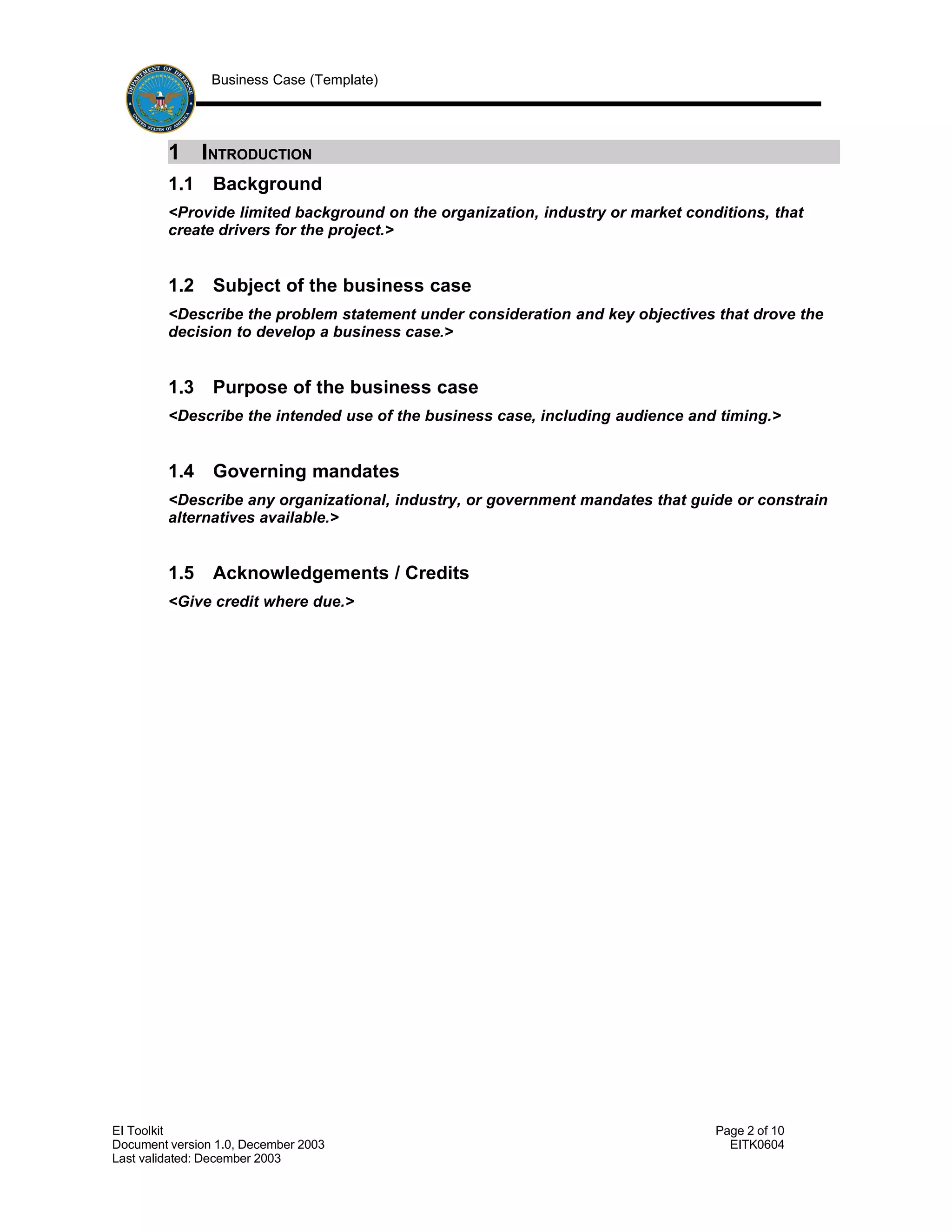 37 Business Case Template DOC Business Accounting Finance Business