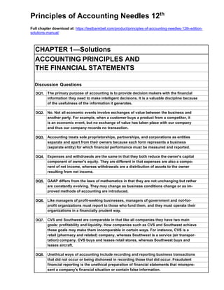 Principles of Accounting Needles 12th Edition Solutions Manual | PDF