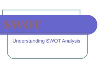 SWOT
Understanding SWOT Analysis
 