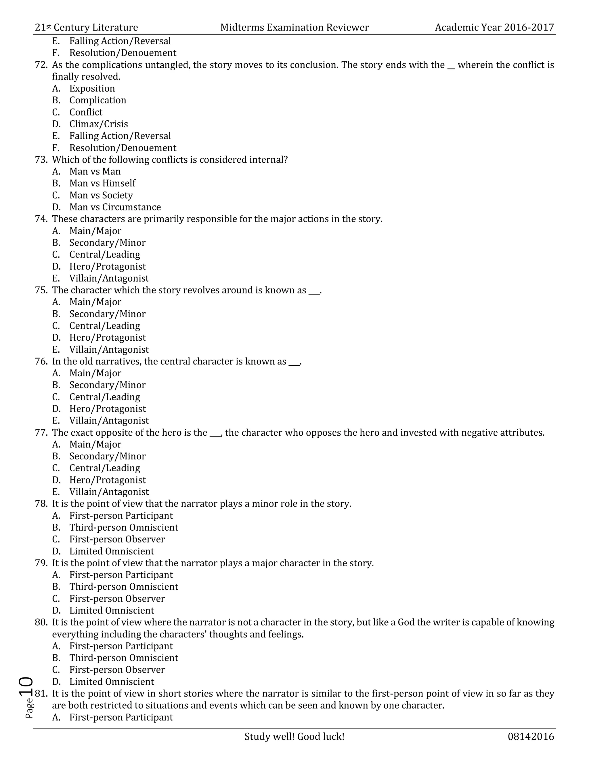 21st century literature midterm exam | PDF