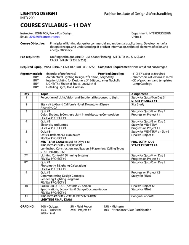 FIDM Syllabus & Plan 11 DAY PDF