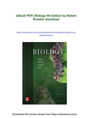 (eBook PDF) Biology 4th Edition by Robert Brooker | PDF