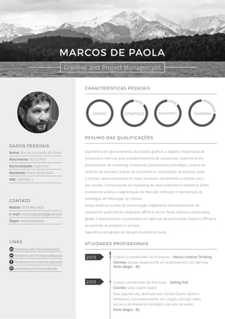 Creative and Project Management
MARCOS DE PAOLA
 
