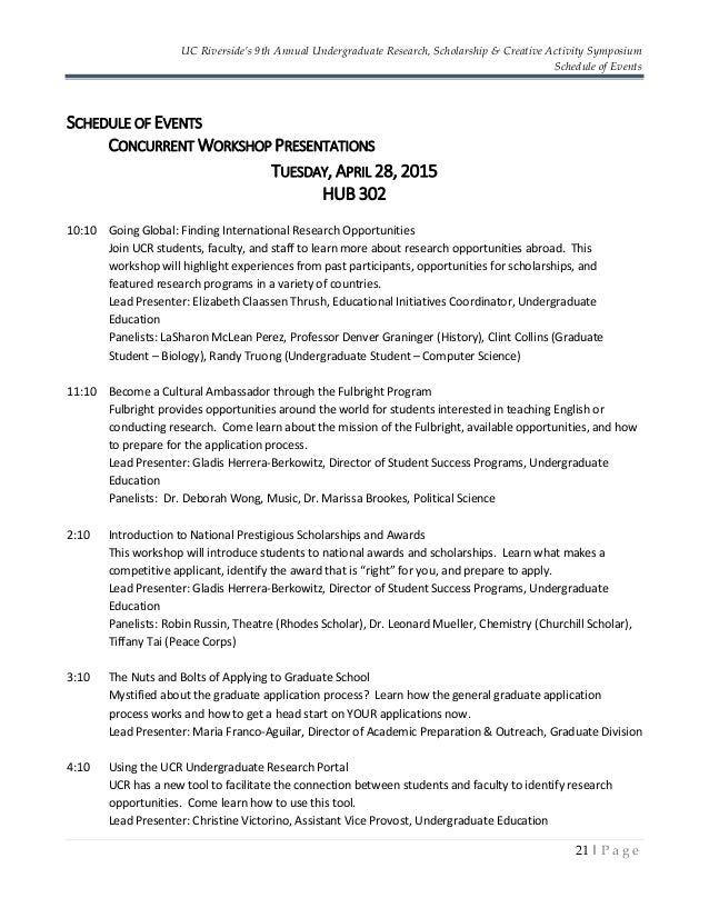 9th Annual Undergraduate Research Symposium Program