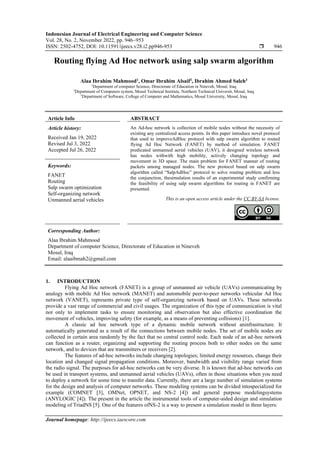 Routing flying Ad Hoc network using salp swarm algorithm | PDF