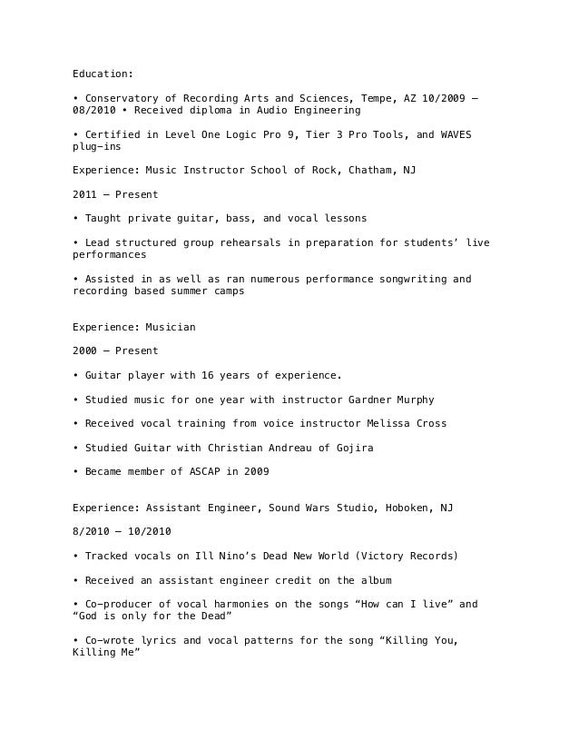 musician resume canre klonec co