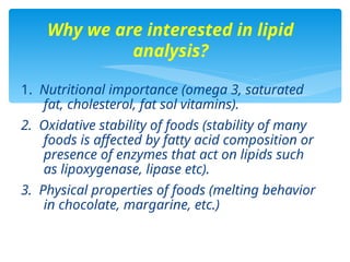 Comprehensive Lipid Analysis in Food Science: Methods and Applications ...