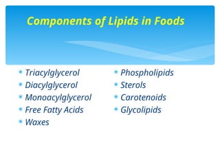 Comprehensive Lipid Analysis in Food Science: Methods and Applications ...