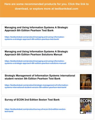 Managing and Using Information System 5th Edition Pearlson Test Bank | PDF
