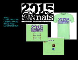 2015
LGRA/NOTRA
OB NATIONAL
RACE MEET
LOGO DESIGN
The organizers of the 2015
LGRA/NOTRA OB National
Race Meet required a logo for
this annual event that would
be distinct from previous years’
logos but that would be instantly
recognizable. It needed to be
suitable for use on everything
from T-shirts and goodie bags
to program flyers and signage,
and it needed to show racing
hounds. I chose legible but
memorable typefaces and opted
to use outlines of the hounds
rather than line drawings in
order to reduce visual clutter.
Deliverables included one-color
vector artwork for printing on
soft goods as well as color Web
images for use on the event’s
Web site.
 