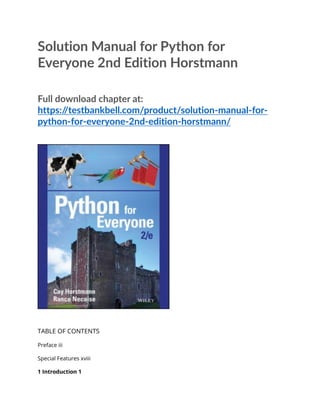 Solution Manual for Python for Everyone 2nd Edition Horstmann | PDF