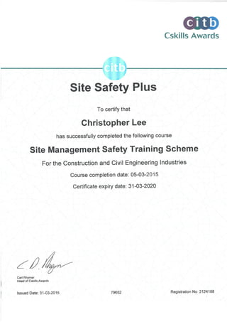C. Lee - Site Managers Safety Training Scheme