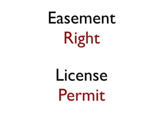 Easement
Right
License
Permit
 
