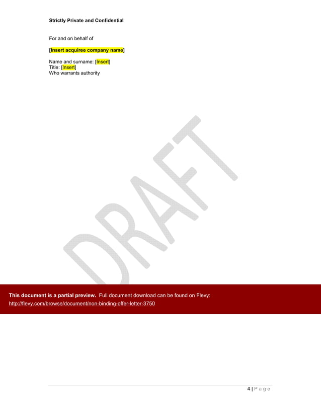 Non Binding Offer Letter Non Binding Offer Letter