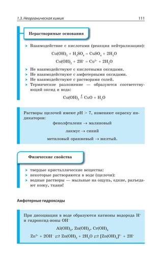 1.3. Неорганическая химия 111
¯ÇÒÂÓÔÄÐÒÊÎÝÇ ÐÓÏÐÄÂÏÊá
¤ÉÂÊÎÐÆÇËÓÔÄÊÇ Ó ÌÊÓÍÐÔÂÎÊ ÒÇÂÌØÊá ÏÇËÔÒÂÍÊÉÂØÊÊ
'Y 3, , 73 'Y73 , 3
'Y 3, , 'Y , 3
¯Ç ÄÉÂÊÎÐÆÇËÓÔÄÕàÔ Ó ÌÊÓÍÐÔÏÝÎÊ ÐÌÓÊÆÂÎÊ
¯Ç ÄÉÂÊÎÐÆÇËÓÔÄÕàÔ Ó ÂÎÖÐÔÇÒÏÝÎÊ ÐÌÓÊÆÂÎÊ
¯Ç ÄÉÂÊÎÐÆÇËÓÔÄÕàÔ Ó ÒÂÓÔÄÐÒÂÎÊ ÓÐÍÇË
´ÇÒÎÊÙÇÓÌÐÇ ÒÂÉÍÐÈÇÏÊÇ z ÐÃÒÂÉÕàÔÓá ÓÐÐÔÄÇÔÓÔÄÕ
àÛÊË ÐÌÓÊÆ Ê ÄÐÆÂ
'Y 3, 'Y3 , 3
²ÂÓÔÄÐÒÝ ÛÇÍÐÙÇË ÊÎÇàÔ T,  ÊÉÎÇÏáàÔ ÐÌÒÂÓÌÕ ÊÏ
ÆÊÌÂÔÐÒÐÄ
ÖÇÏÐÍÖÔÂÍÇÊÏ ÎÂÍÊÏÐÄÝË
ÍÂÌÎÕÓ ÓÊÏÊË
ÎÇÔÊÍÐÄÝË ÐÒÂÏÈÇÄÝË ÈÇÍÔÝË
ÔÄÇÒÆÝÇ ÌÒÊÓÔÂÍÍÊÙÇÓÌÊÇ ÄÇÛÇÓÔÄÂ
ÏÇÌÐÔÐÒÝÇ ÒÂÓÔÄÐÒáàÔÓá Ä ÄÐÆÇ ÛÇÍÐÙÊ
ÄÐÆÏÝÇ ÒÂÓÔÄÐÒÝ z ÎÝÍÞÏÝÇ ÏÂ ÐÛÕÑÞ ÇÆÌÊÇ ÒÂÉÜÇÆÂ
àÔ ÌÐÈÕ ÔÌÂÏÊ
Амфотерные гидроксиды
±ÒÊ ÆÊÓÐØÊÂØÊÊ Ä ÄÐÆÇ ÐÃÒÂÉÕàÔÓá ÌÂÔÊÐÏÝ ÄÐÆÐÒÐÆÂ ,
Ê ÅÊÆÒÐÌÓÊÆ ÊÐÏÝ 3,y
%P 3, R 3, 'V 3,
R 3,y
R 3, , 3 ?R 3, A y
,
X
¶ÊÉÊÙÇÓÌÊÇ ÓÄÐËÓÔÄÂ
 