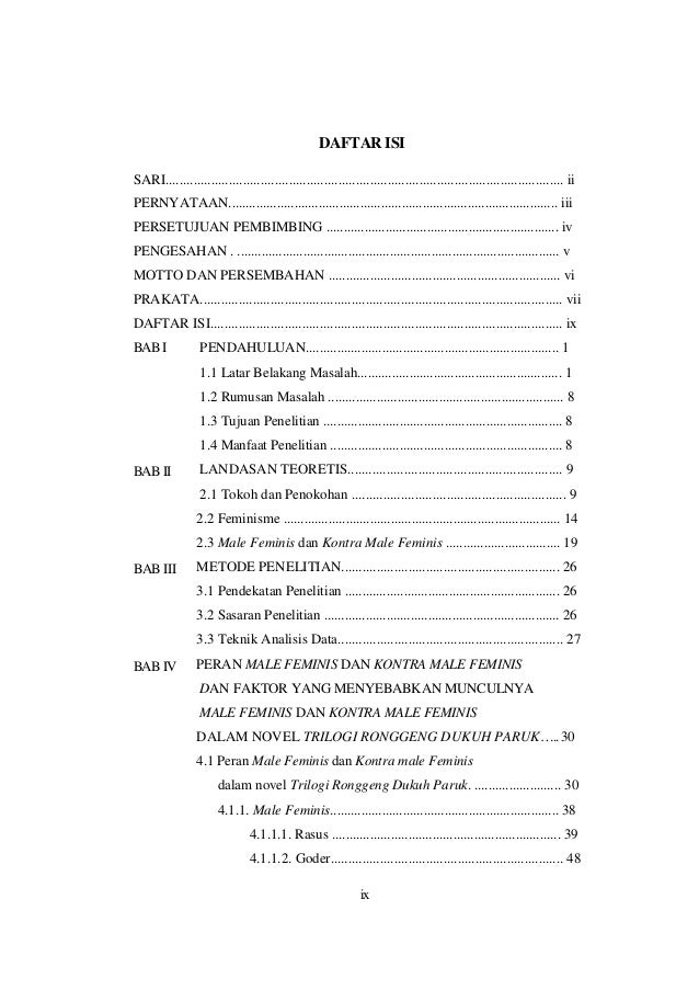 Male Feminis Dan Kontra Male Feminis Dalam Novel Trilogi Ronggeng Duk