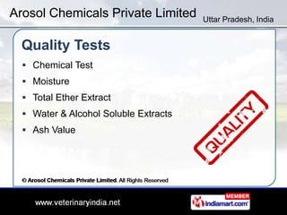 Arosol Chemicals Private Limited       Uttar Pradesh, India


  Quality Tests
   Chemical Test
   Moisture
   Total Eth...