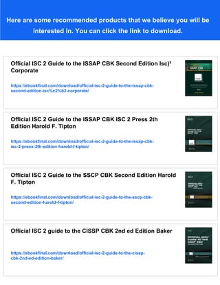 Official ISC 2 Guide to the ISSAP CBK Second Edition (Isc)2 Corporate | PDF