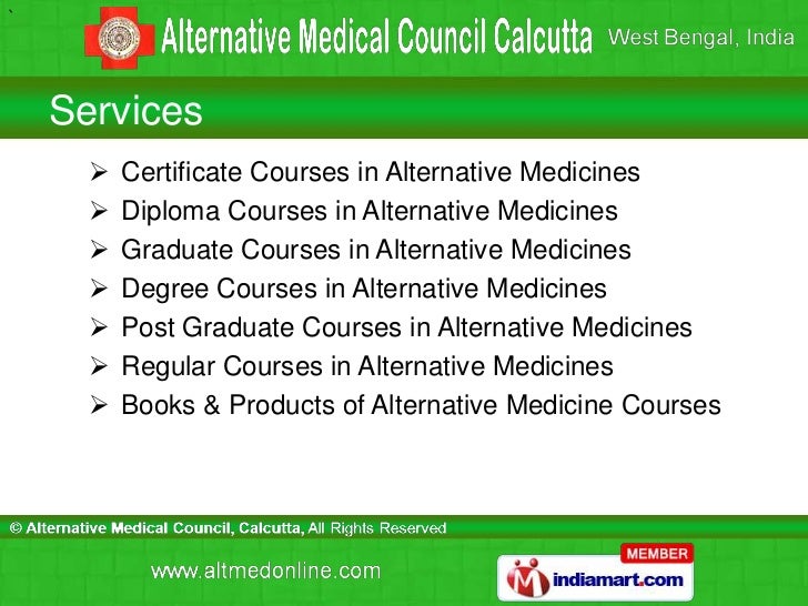 Certificate Course by Alternative Medical Council Calcutta Kolkata