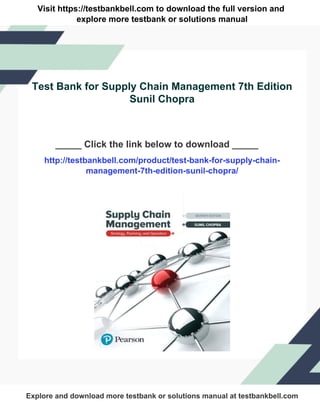 Test Bank for Supply Chain Management 7th Edition Sunil Chopra | PDF